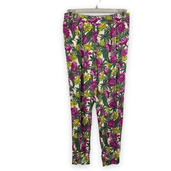 H&M High Waisted Tropical Floral Print Woven Pants - 6 - Picture 6 of 10